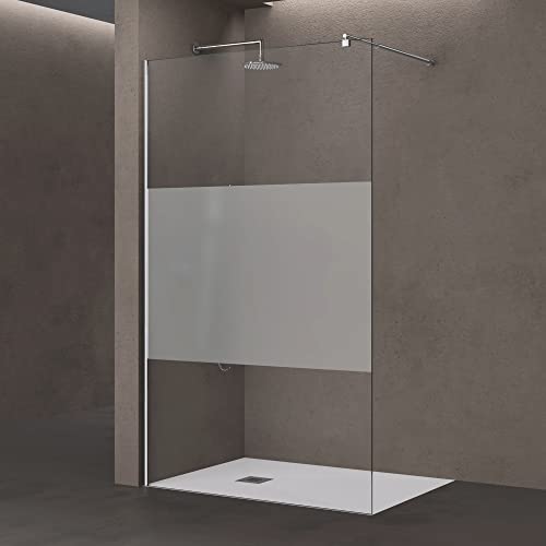 doporro Luxus Duschwand Duschabtrennung Bremen1MS 150x200 Walk-In Dusche mit Stabilisator aus Echtglas 8mm ESG-Sicherheitsglas Klarglas inkl. Nanobeschichtung