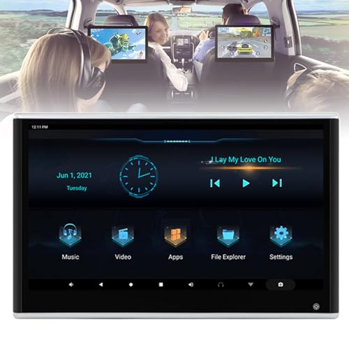 JMbpkduHs 29,5 cm/33,8 cm Kopfstützenfernseher, 4K Auto-Monitor Android 9.0 Multifunktionstable-Touchscreen, WiFi/Bluetooth/USB/Sd/HDMI in out Fm, 1+32G-33.8 cm