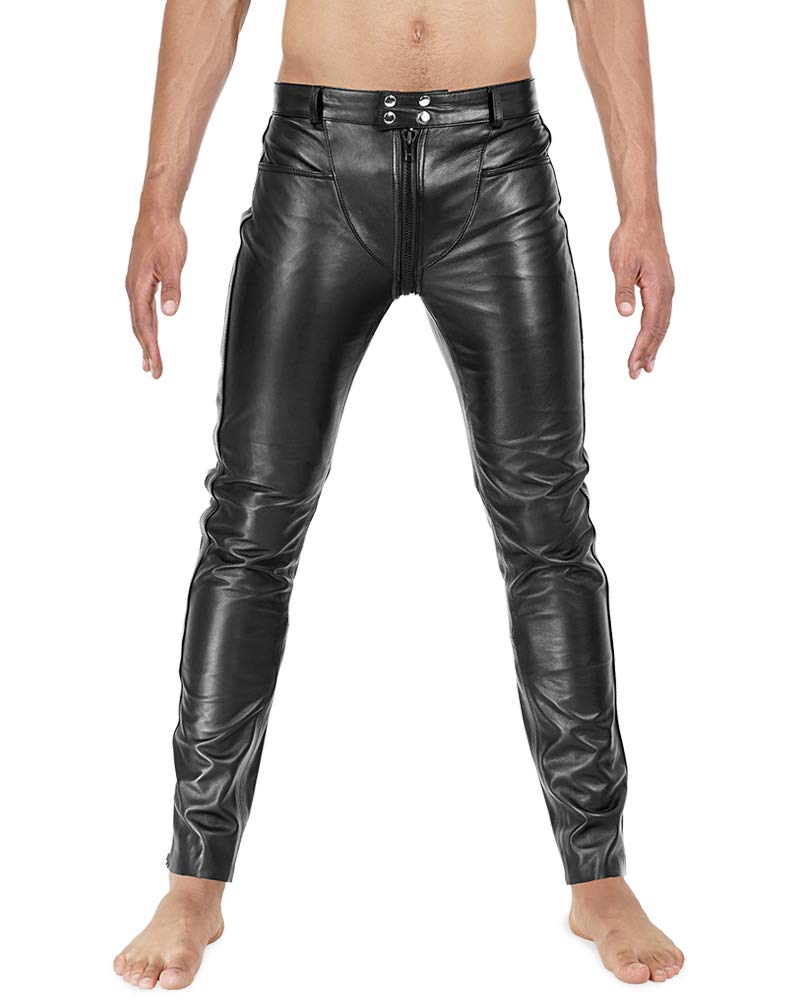 Bockle® 3 Gay-Zip Lederhose Herren Lederhose mit durchgehendem Reißverschluss Zip, Size: 29W / 30L