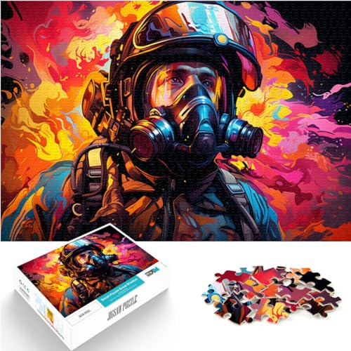 Puzzle | Puzzles Bunter Psychedelischer Feuerwehrmann für Erwachsene, 1000 Teile, Puzzle-Geschenke aus Holz, Familienspiele, Weihnachts- und Geburtstagsgeschenke, 1000 Teile (50 x 75 cm)