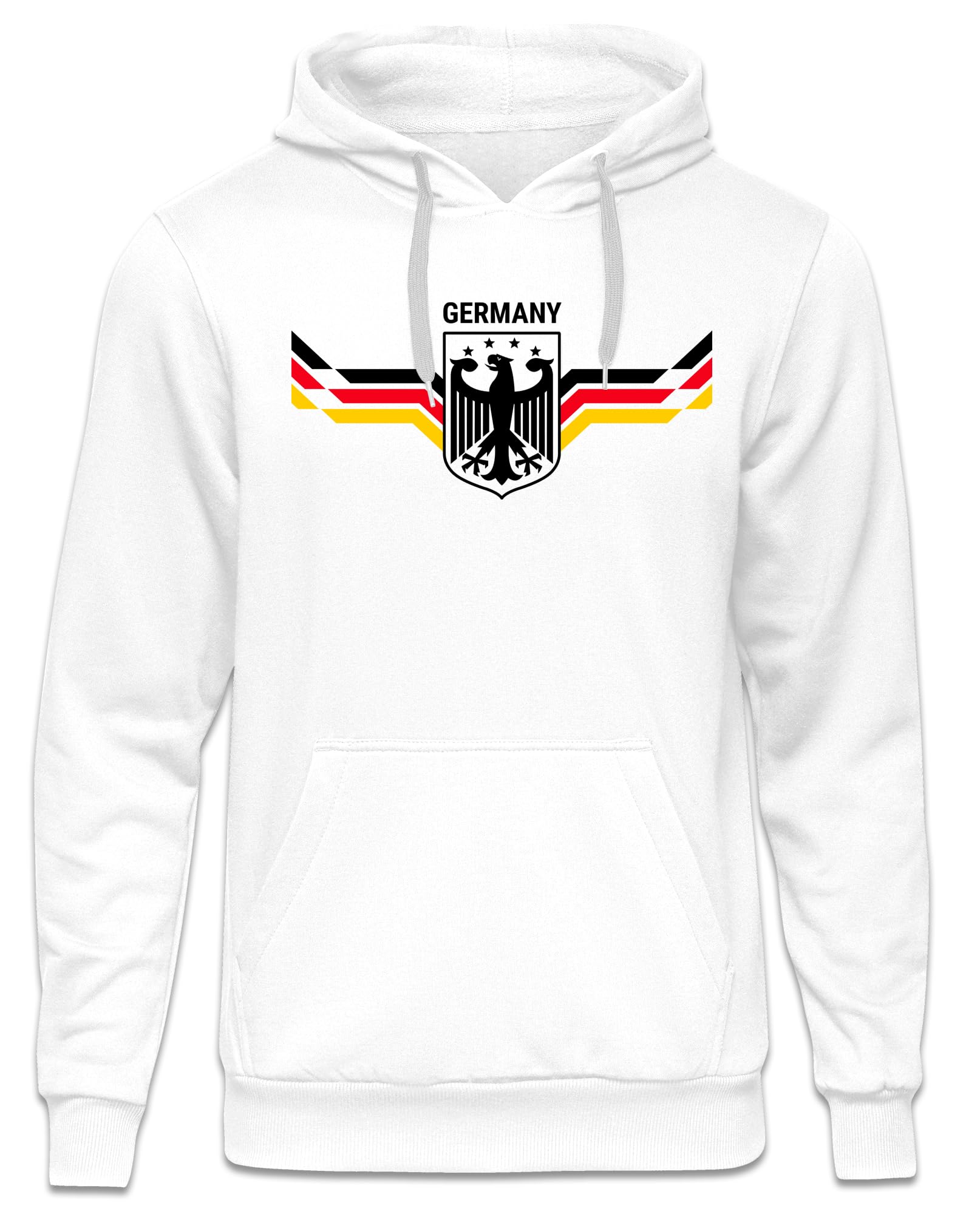 UGLYSHIRT Deutschland Herren Kapuzenpullover | Deutschland Pullover Deutschland Trikot Fanartikel Fussball EM WM Deutschland Flagge Germany Hoodie | M6 Weiß (XXL)