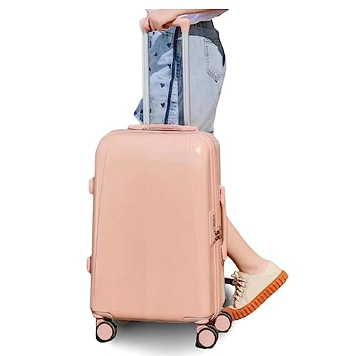 LANAZU Handgepäckkoffer mit Rollen, Verstellbarer Trolley, Koffer mit integriertem Zahlenschloss, geeignet für Urlaub und Reisen (Pink 32 * 22 * 50CM)