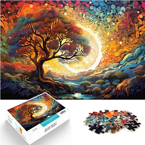 Puzzle Fantasiebaum 1000 Teile für Erwachsene Schwieriges Puzzle Holzpuzzle mit vollständig ineinander greifenden und zufällig geformten Teilen 1000 Stück (50 x 75 cm)