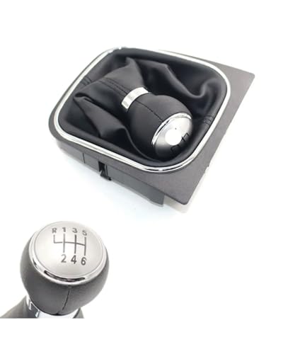 Schaltknauf Für Golf 5 MK5 MK6 Für Golf 6 2009-2012 Lederschaltknauf Gaitor Cover Auto Schaltknauf Staubdichte Abdeckung Shift knob(Sliver Cap 6G Boot)