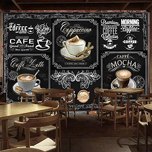 XLMING Handbemaltes Vintage-Café Küche Esszimmer Arbeitszimmer Wohnzimmer TV Hintergrund Wand 3D Tapete-300cm×210cm