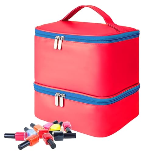 Nbhuiakl Maniküre-Set, Organizer-Tasche mit großem Fassungsvermögen, Nagellack-Etui, Macaron-Design, Reisetasche, Aufbewahrungstasche für Nagellack, rot, Refer to description, Unisex