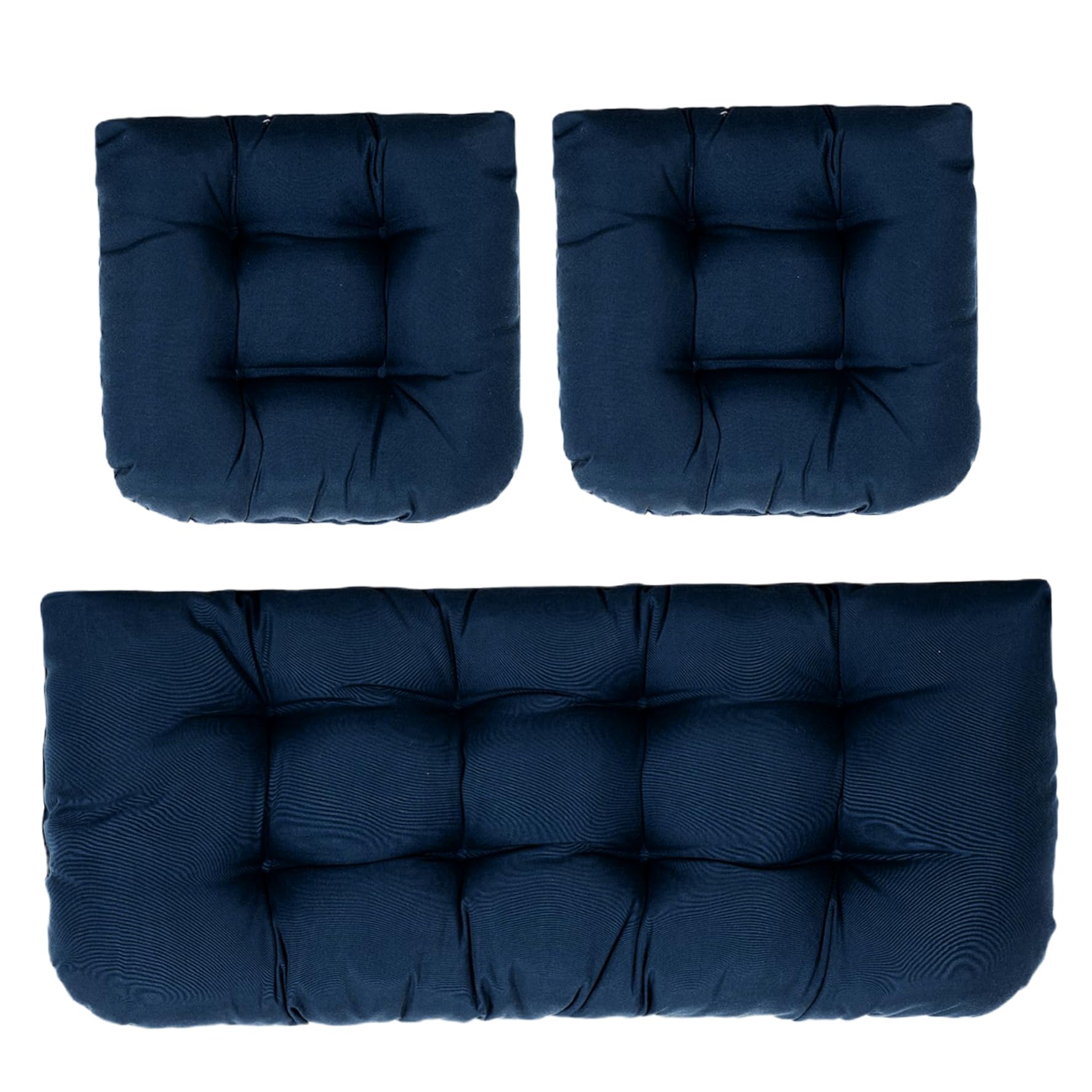 AOpghY 3pcs/Set Bench Cushion Tufted eingedickte Köder Sofa Softrocking Stuhl Kissen Sofa Ersatzkissen für Veranda, Terrasse, Hinterhof (Marineblau) Außenhartenvorräte im Freien