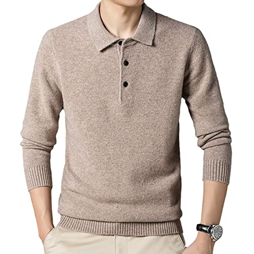 BANLUX Herren Pullover - Herbst Und Winter Kaschmir Revers Knöpfe Pullover Herren Polo-Ausschnitt Pullover Einfarbig Weicher Und Bequemer Pullover Rückenpullover, Style A, XL