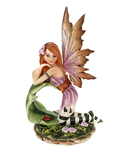 Figur Fee, kleine Elfe Foglia mit Ringelstrümpfen, Fantasyfigur, Fairy 18cm