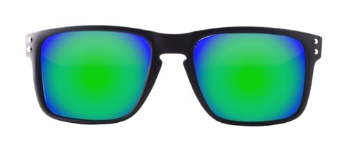 NAIF Unisex-Adult KALAMOS Sonnenbrille, Schwarz Matte & Green, Mittel