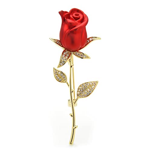 AIHEDOUJ Anstecknadel, Schmuck, Geschenke für Frauen, Damenmode-Accessoires, Elegante Damen-Brosche mit roten Rosen, Klassische Party-Brosche, Brosche in Rosenform. Broschen und Anstecknadeln