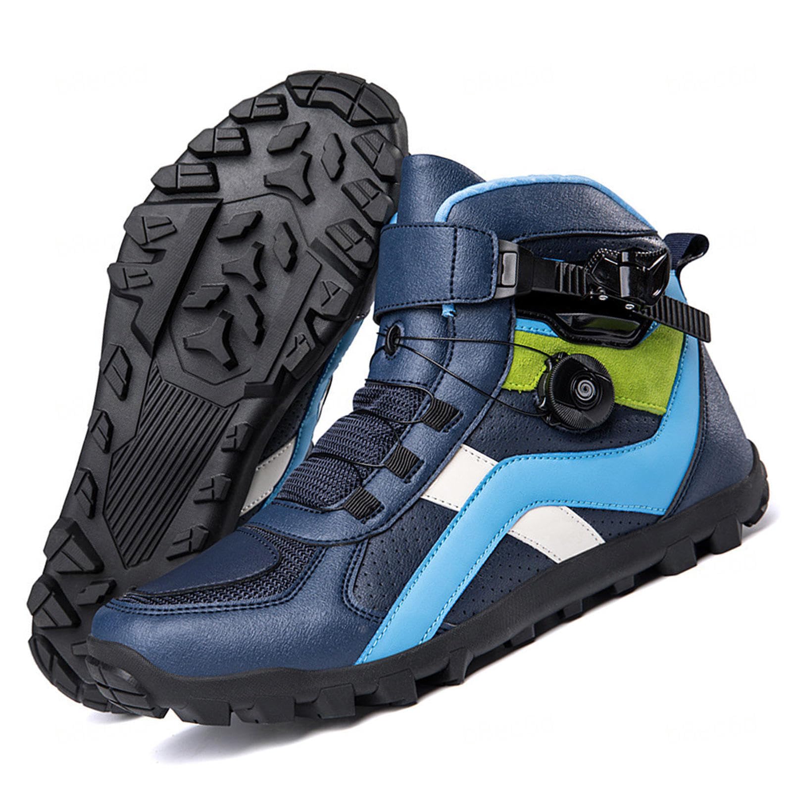 VEACAM Motorradschuhe für Herren Streetbike Beiläufig Urban Motorradstiefel Leder Männer Anti-Rutsch Sneakers,Blue-45