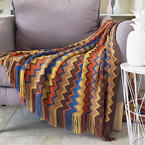 Nicole Knupfer Wohndecke Plaid Boho, gemütliche Decke, Couchdecke, Sofadecke, Schlafdecke, Picknickdecke, Tagesdecke (Orange,130 * 170cm)