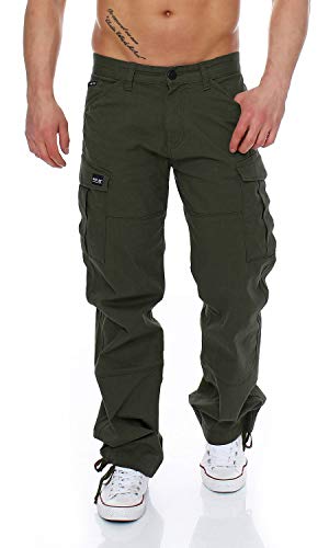 Big Seven Brian Cargo Hose Comfort Fit Herren Jeans, Farbe:Grün (Black Forest), Hosengröße:W44/L34