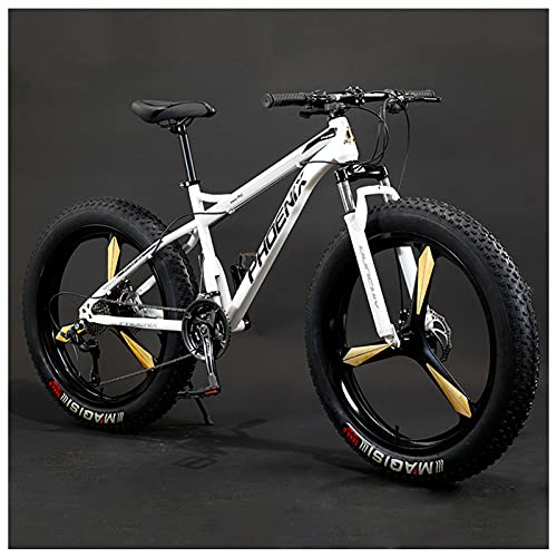 SHENGMIAOHE Fahrrad Mountainbikes, Erwachsene Mountainbike, 26-Zoll Räder, Herren, Frauen Stahlrahmen, Fat Tire Mountainbikes Hardtail Mountainbike, Mechanische Scheibenbremsen, Graue Speiche, 27 Spee