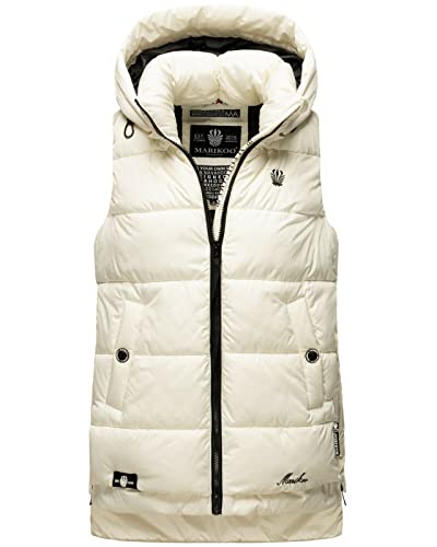 MARIKOO Damen Stepp weste FVSD Übergangs Jacke bodywarmer Windbreaker Zarinaa, Farbe:offwhite, Größe:S 36