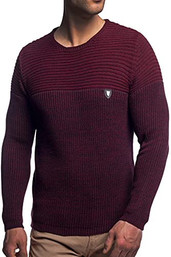 CRSM Karl's People Herren-Strickpullover K-114 Streetwear, Bordo, Gr.- S