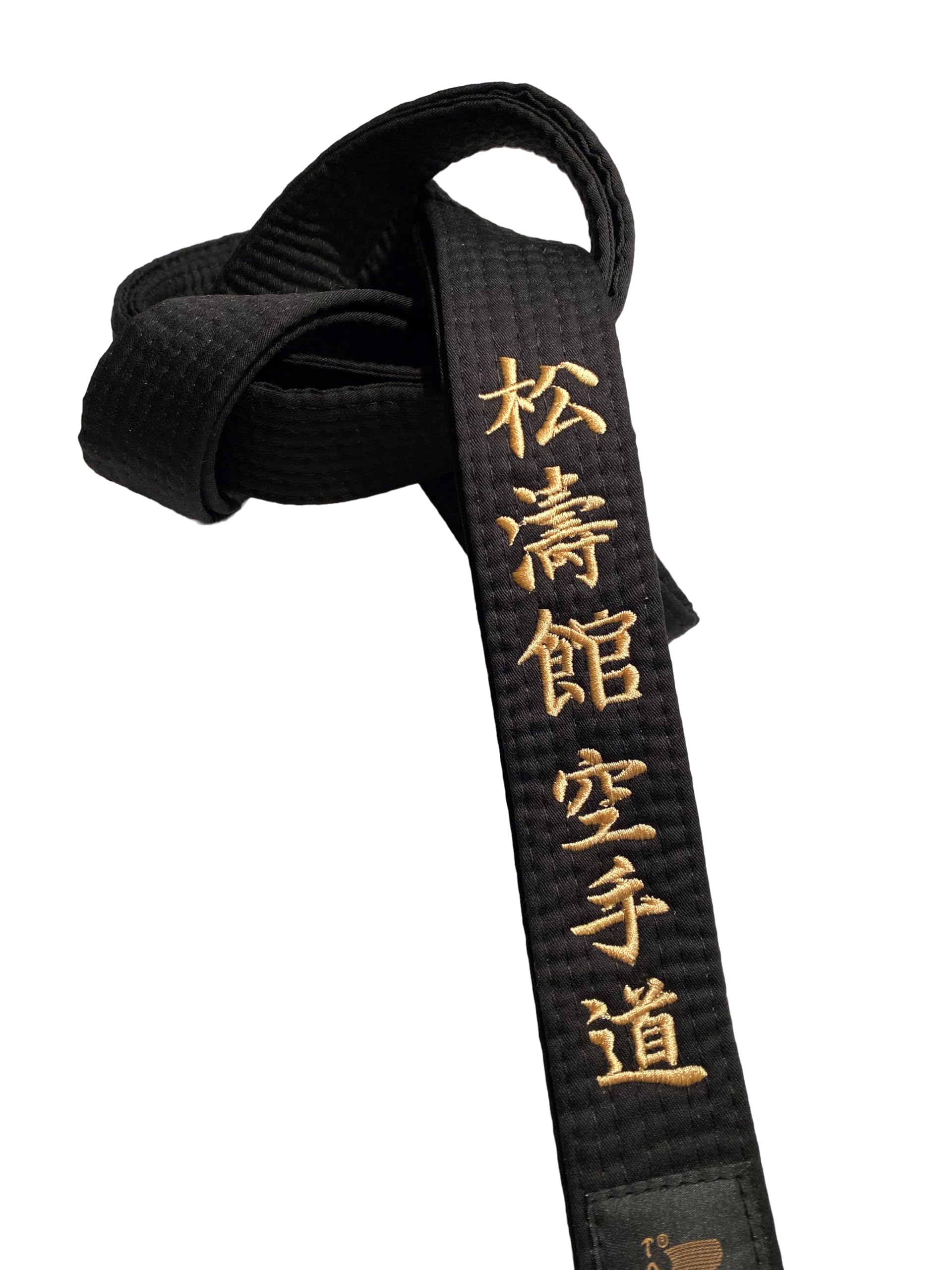 TEKKA BUDO Karategürtel schwarz - Bestickt - Shotokan Karate Do - 260 cm - Schriftzeichen Bestickung Gold - Schwarzgurt Kanji japanisch - Schwarzer Gürtel