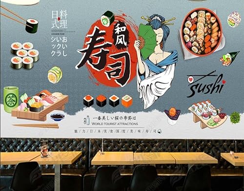 tyujlkjddlf Tapete Wandbild 3D Benutzerdefinierte Sushi-Restaurant-Hintergrundwand-400Cmx280Cm