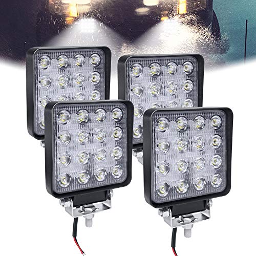 HENGMEI 48W LED Arbeitsscheinwerfer Reflektor Scheinwerfer Arbeitslicht LED Zusatzscheinwerfer Light Flutlicht für Offroad Agrar Traktor (4X48W,Quadrat)