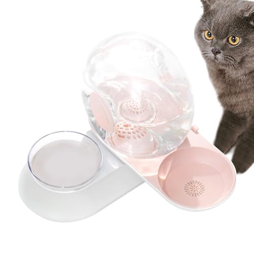 Takluu Wasserspender für Haustiere, Wasserspender für Katzen und Hunde, Katzenfutterspender, Wassernapfspender, Automatischer Trinkbrunnen in Schneckenform, 2-in-1-Wasser- und Futternapf-Set für