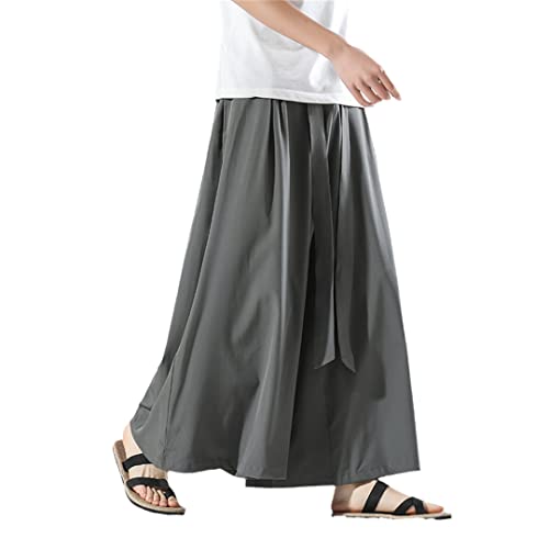 Hakama Kung Fu Hose mit breitem Unterteil, aus Eisseide, Schwarz, grau, XXXXXL