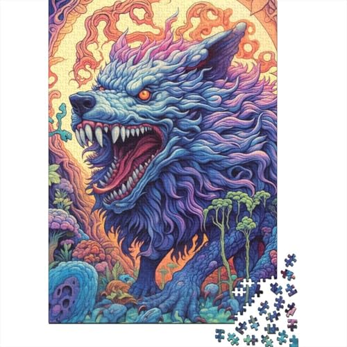 Wolfmonster-Holzpuzzle für Erwachsene, Puzzlespielzeug, Kunstpuzzle für Erwachsene, 1000 Teile, Holzpuzzle für Erwachsene und Teenager 29,53x19,69 Zoll