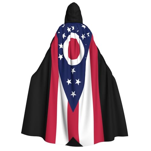 WURTON Ohio State Flag Print Unisex Kapuzenumhang Kostüm Damen Herren Vampir Halloween Cosplay Karneval Mottoparty