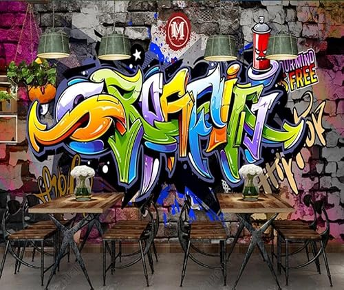 tyujlkjddlf Tapete Wandbild 3D Benutzerdefinierte Brick Wall Street Graffiti Bar Disco Hintergrundwand-450Cmx300Cm