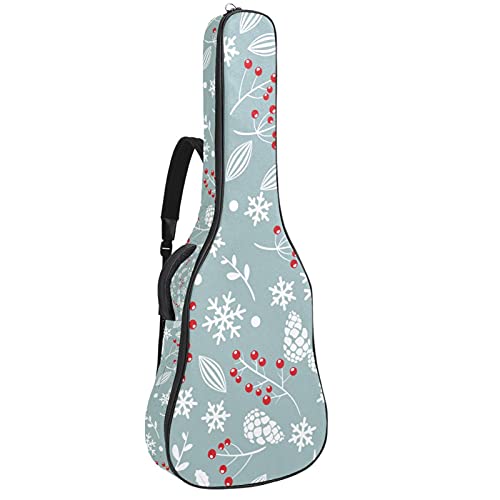 Akustikgitarre Tasche Dicke Polsterung Wasserdicht Dual Verstellbarer Schultergurt Gitarrenkoffer Gig Bag (Kirschen und Blätter)