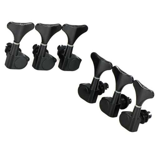 Strings Tuning Pegs Mechaniken Für Gitarre 6 Stück Power Bass Stimmnägel 3L3R Stimmschlüssel Mechanik Stimmgerät, Chrom/Schwarz