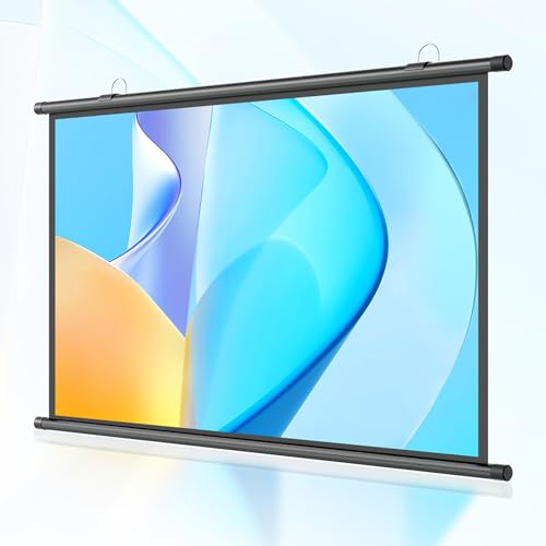 Abnehmbare Projektor-Leinwand, an Wand und Decke montierte Projektionsleinwand 60/72 Zoll, Projektion 4:3/16:9 4K HD-Filmleinwand für Heimkino, Büro, Videospiele – mattweiß Leinwand(16:9 72in)