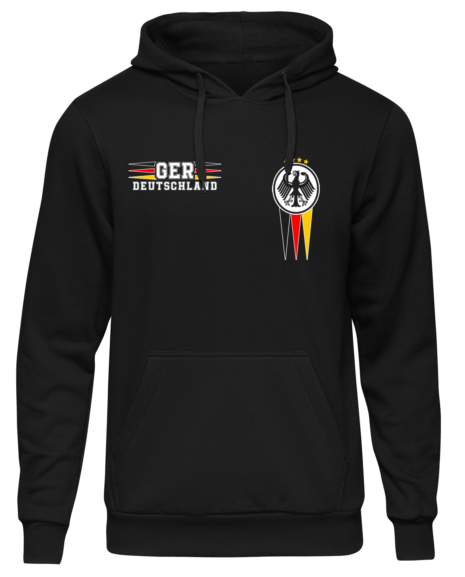 UGLYSHIRT Deutschland Herren Kapuzenpullover | Germany Hoodie Deutschland Pullover Deutschland Trikot Fanartikel Fussball EM WM Deutschland Flagge | M12 FB Schwarz (S)