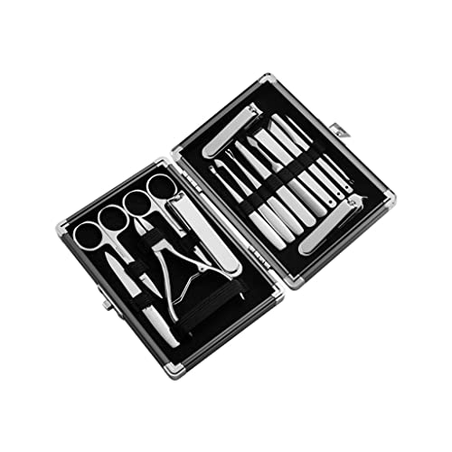 BONAD Zehennagelknipser 16-teiliger Nagelclipper Set Professionelle Pediküre Edelstahl Nagelsatz Schönheit Werkzeug Schönheitsset mit Tragekoffer Unisex Nagelknipser-Set (Color : A3)