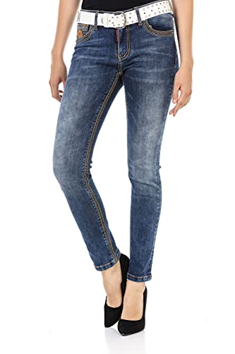 Cipo & Baxx, Jeanshose Mit Trendigen Ziernähten in blau, Jeans für Damen