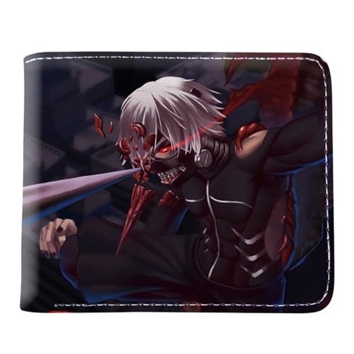 RYNDEX Tok-yo Gho-ul Anime Kartenetui Anime, Cartoon-Druck Geldbörse Klein, PU Leather Geldbörse Brieftasche Wallet(Color:Multicolor 7)