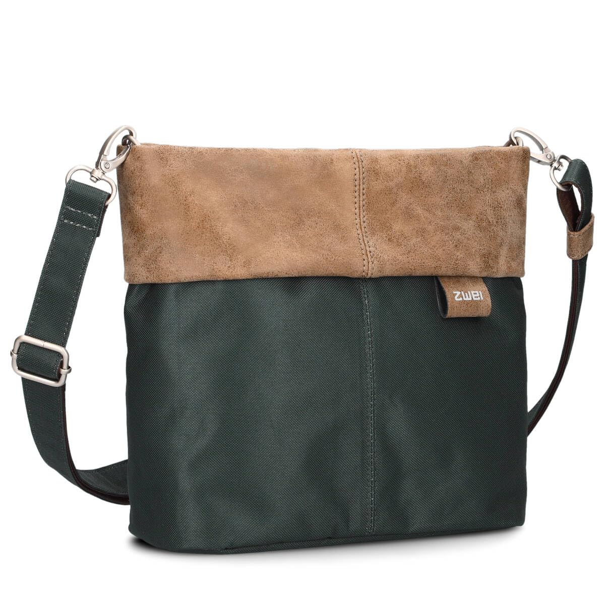 Zwei Damen Handtasche Olli OT8 Umhängetasche 3 Liter klassische Crossbody Bag wasserabweisend robust strapazierfähig Bicolor Design Schultertasche inkl. 2 Schultergurte kurz & lang (pine)