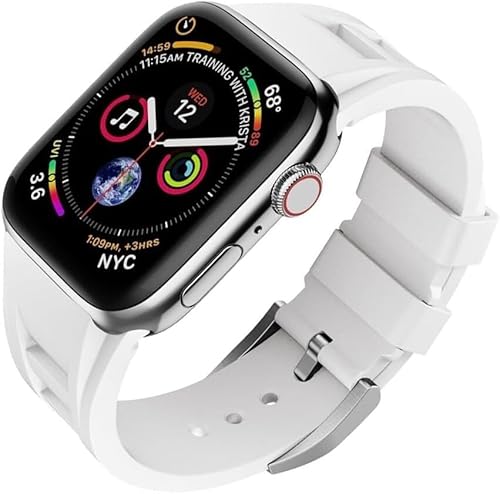 NEYENS Silikon-Uhrenarmband, Edelstahl-Schnalle, Mod-Kit, für Apple Watch Ultra 49 mm, 45 mm, 44 mm, 42 mm, Ersatzzubehör, 42mm, Achat