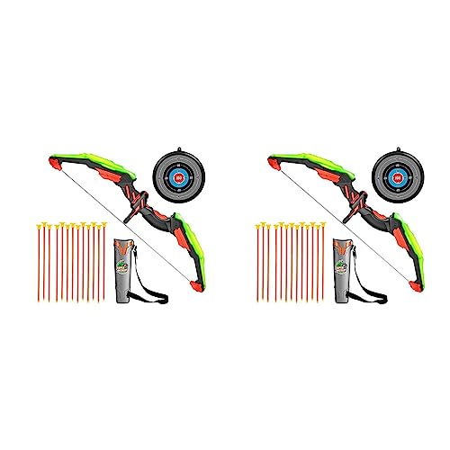 SICOSALT 2Satz Bogen und Bogen Schützen Satz für Kinder - Bogen Schießen Spielzeug Satz - LED Beleuchtung mit 26 Saugen Napf Pfeilen, Ziel Scheibe und Köcher