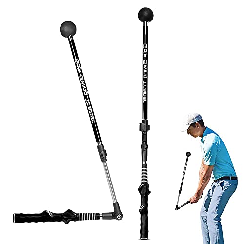 Golf Swing Trainer, Golf Schwungtrainer, Tragbare Golf Trainingshilfe, Schwungtrainer Golf Training Aid mit Teleskopische Schwenkstange für Kraft Tempo Training Golfball Übungswerkzeug (Rechte Hand)