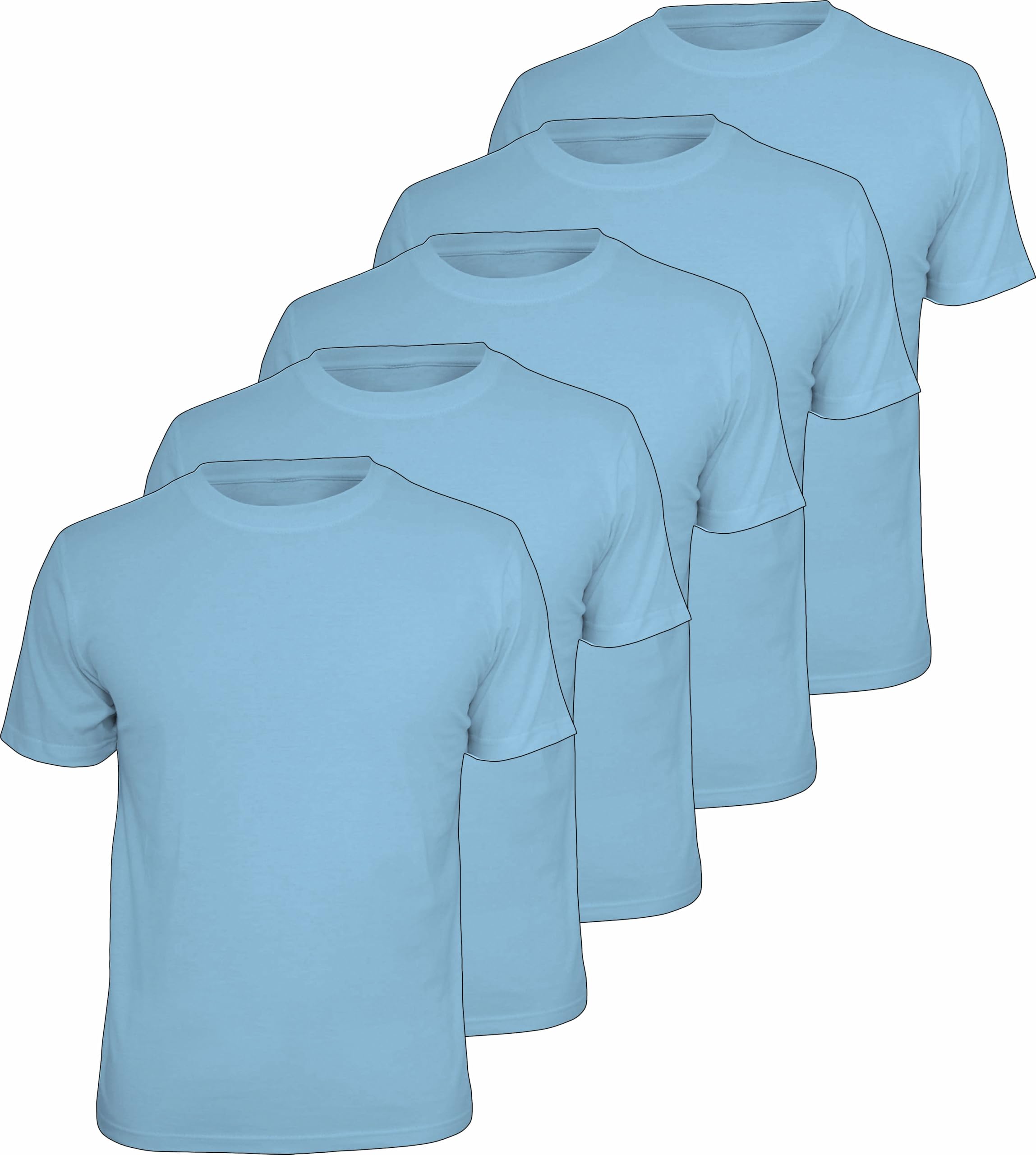 Arbeits-Worker Herren T-Shirts schwere Qualität im 5er Pack Farbe: Himmelblau