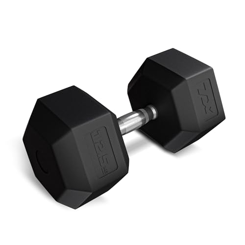 TREX SPORT Hexagon Hanteln | gummierte Kurzhanteln 2,5kg-20kg mit verchromten Griff | Hanteln Dumbbells (1x12,5kg)