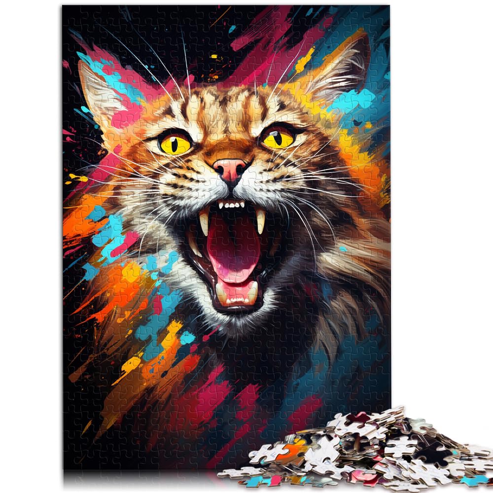 Puzzle, Lernspiele, farbenfrohes psychedelisches Bobcat-Tuschegemälde, 1000 Puzzles für Erwachsene, 1000 Teile, Holzpuzzle für und Geschenkidee, 1000 Teile (50 x 75 cm)