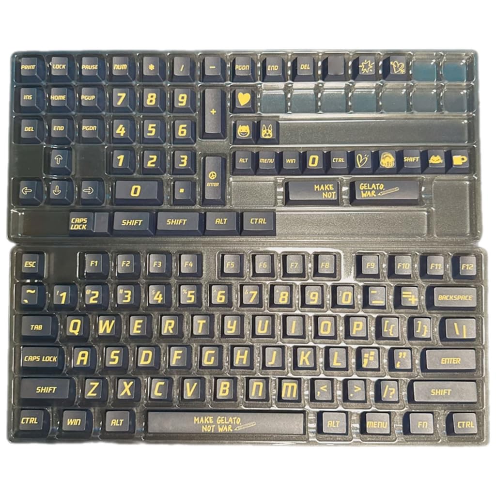 Qsvbeeqj 130-teiliges Farbstoff-Tastenkappen-Set für mechanische Tastaturschalter, Tastenkappen, Ersatz