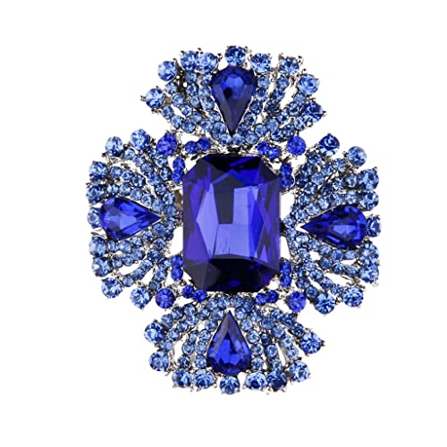 AIHEDOUJ Broschen für Damen, Hochzeit, Diamante, Kristall, Brosche, Anstecknadel, Blau, Schmuck, Bekleidungszubehör (Farbe: A, Größe: Einheitsgröße) (A Einheitsgröße)