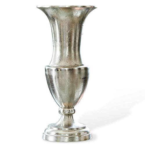 LOBERON® Vase Gilberta, Aluminiumguss, H/Ø ca. 44 / 20 cm , antiksilber