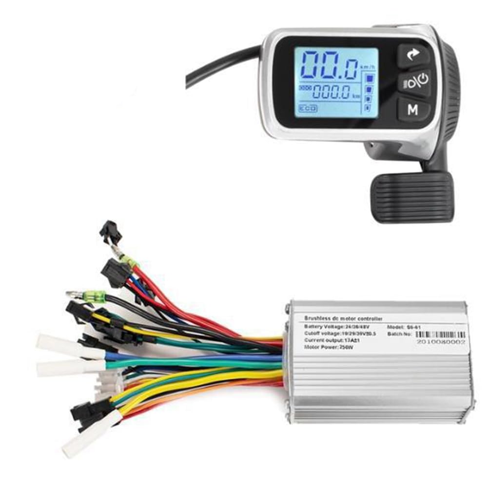 Kiudduy Elektrofahrrad-Controller Elektroroller-Controller 124DX 24 V/36 V/48 V 250 W Bürstenloser Controller mit LCD-Anzeigefeld Langlebig Einfach zu Bedienen