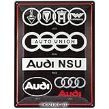 Nostalgic-Art Retro Blechschild, 30 x 40 cm, Audi – Logo Evolution – Geschenk-Idee für Audi-Zubehör Fans, aus Metall, Vintage Design