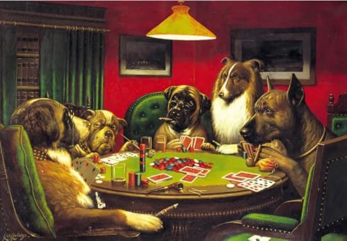 Hfmquisutron Holzpuzzle 1000 Teile Hunde Spielen Poker Poster Für Erwachsene Lernspielzeug Puzzles Fz265Lw