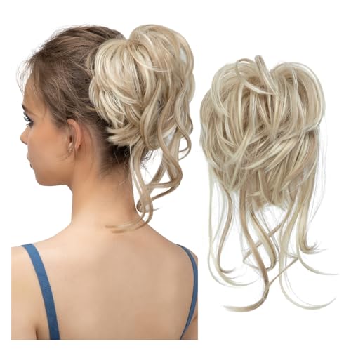 Haarteile Haarknoten Synthetischer unordentlicher Dutt, elastische Haarteile, lockiges Haargummi, schwarz, blond, braun, natürliches Haar, Chignon, Hochsteckfrisur, Donut, Kunsthaar for Frauen Brötche